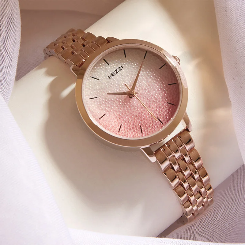 Customized watch female student Korean version luminous girl heart steel belt waterproof diamond-encrusted