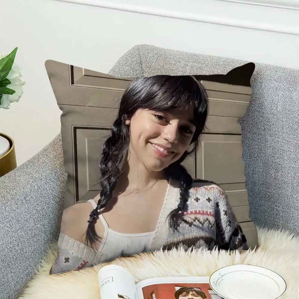 

J-Jenna Ortega Pillow Case Double-Sided Printing Cushion Cover 45x45 Decorative Cushions Sofa Home Decor Soft Pillowcase