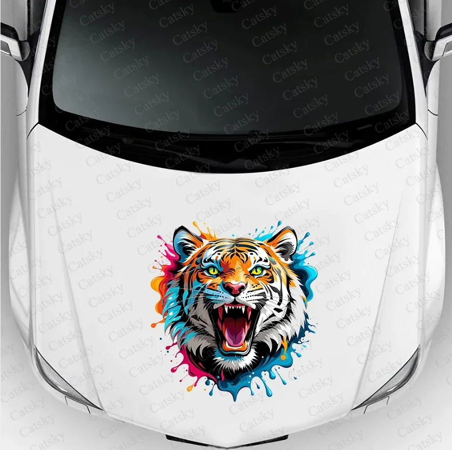 tiger animal Car hood side sticker vinyl racing paint accessories self adhesive painting for truck suv car decal