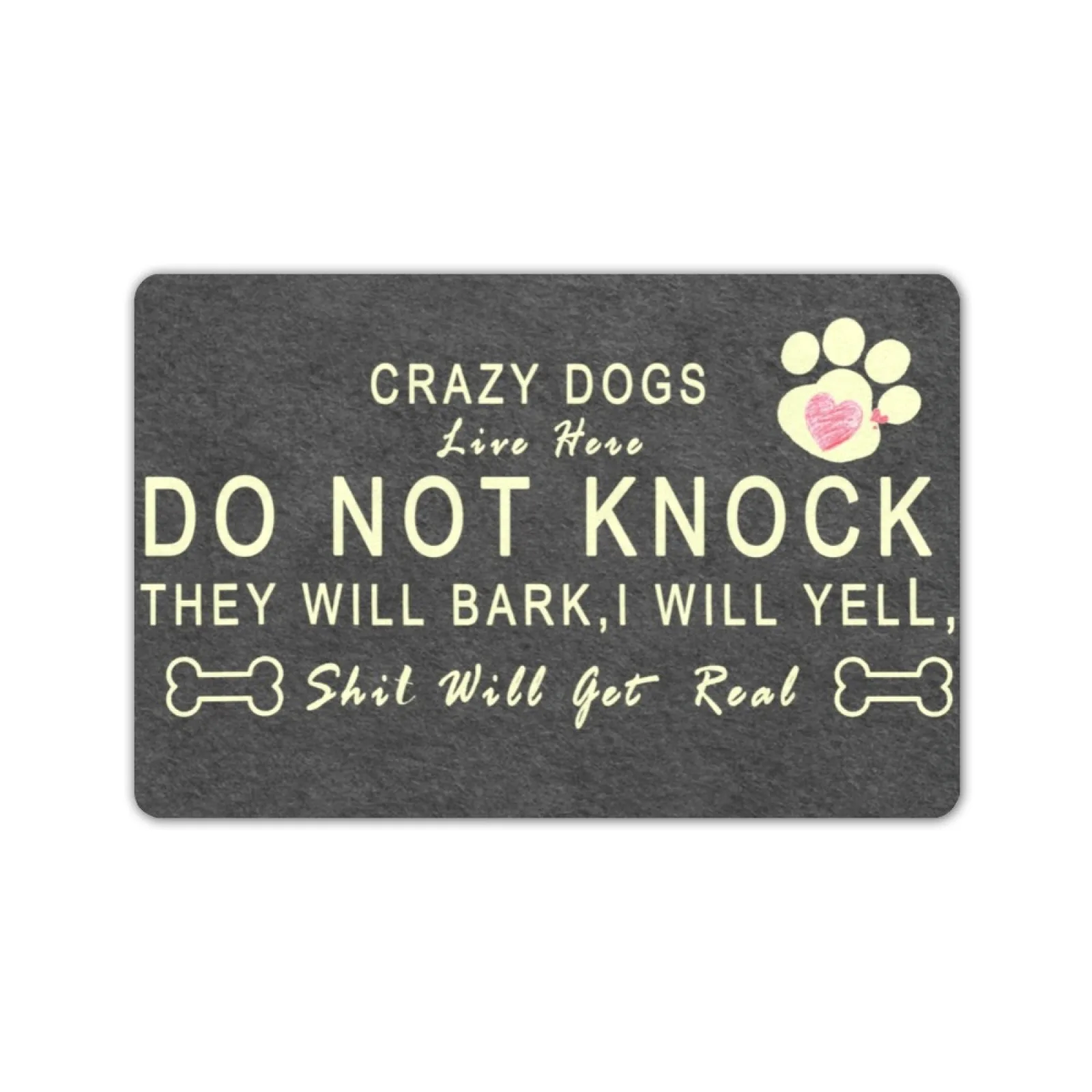 Doormat Crazy Dogs Live Here Do Not Knock They Will Bark Door Mat Monogram Non-Slip Rubber