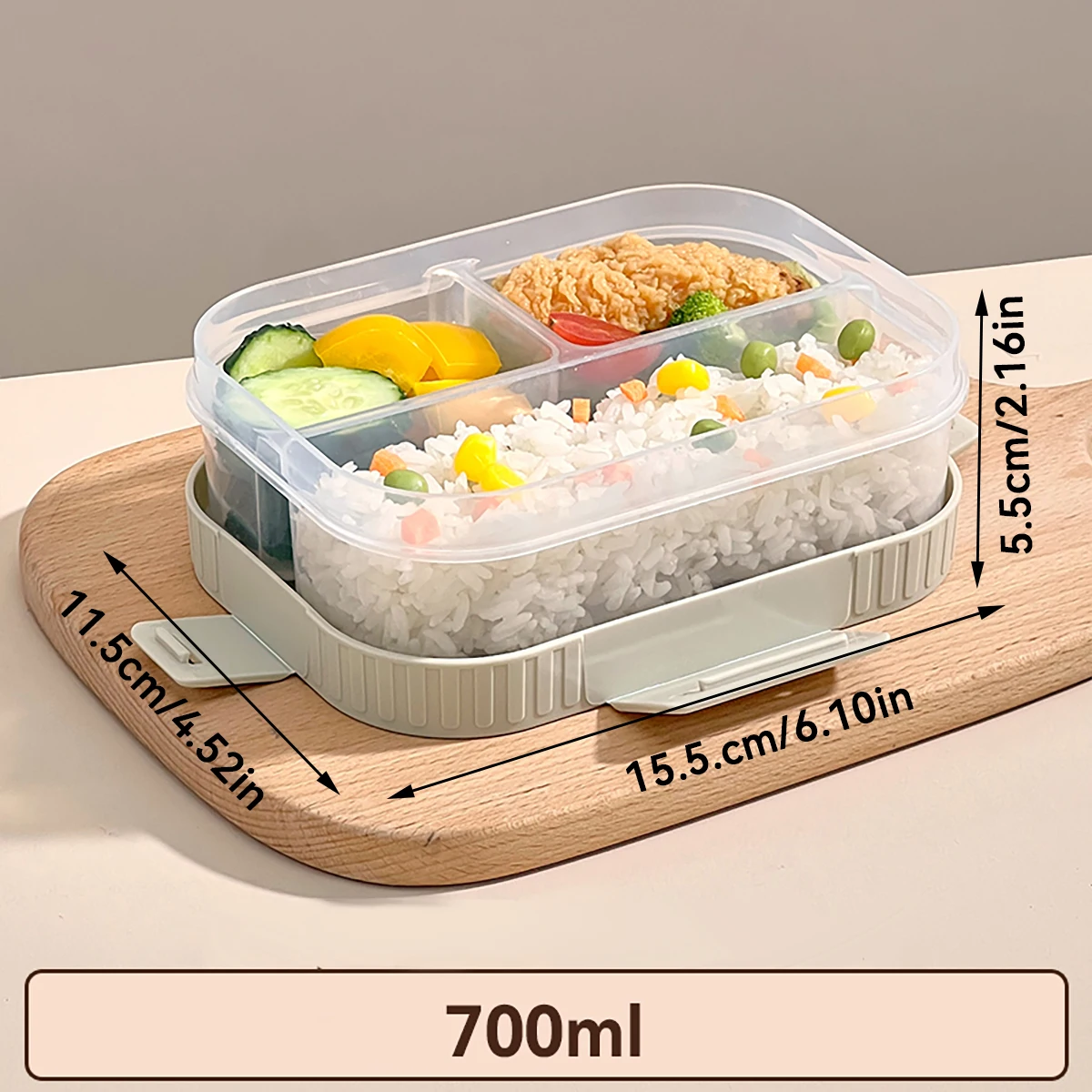 WORTHBUY Doorzichtig plastic compartiment Lunchbox Draagbare studenten Kids Bento Box Magnetronbestendig verzegelde lunchcontainer met handvat