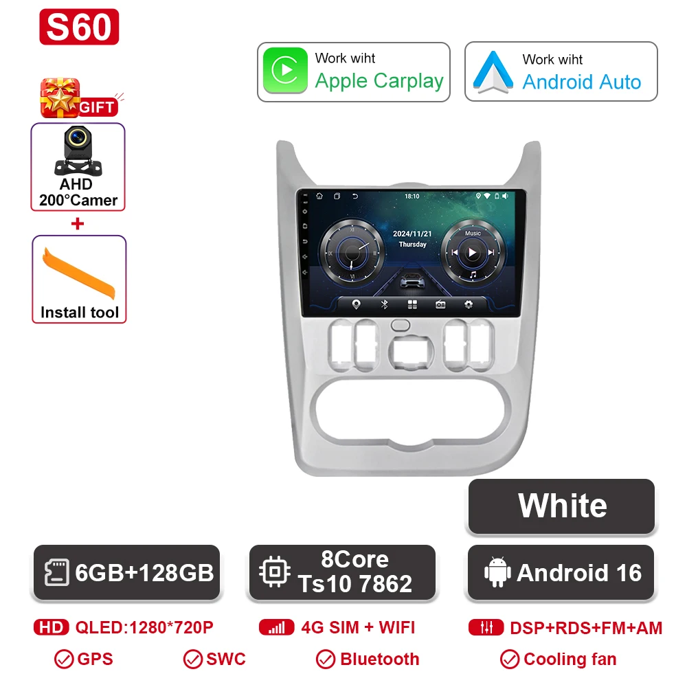 Android 16 autoradio voor Renault Logan 1 Sandero 2009 - 2015 voor Dacia Duster 2010 - 2017 auto multimedia videospeler navigatie