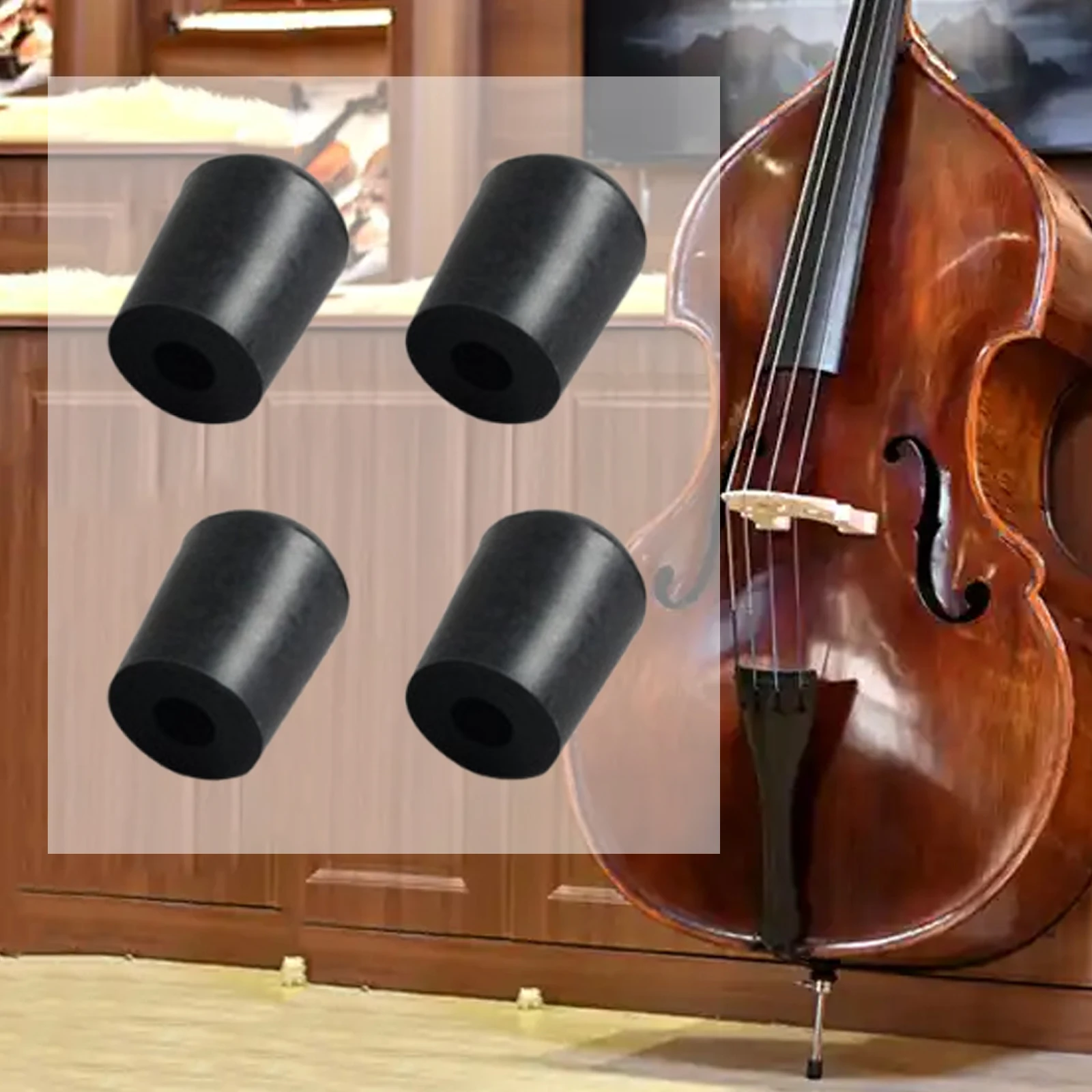 

4 Pieces Double Bass Endpin Rubber Tips Floor Friendly Cello Endpin Stoppers Anti Slip String Instrument End Cap Protectors