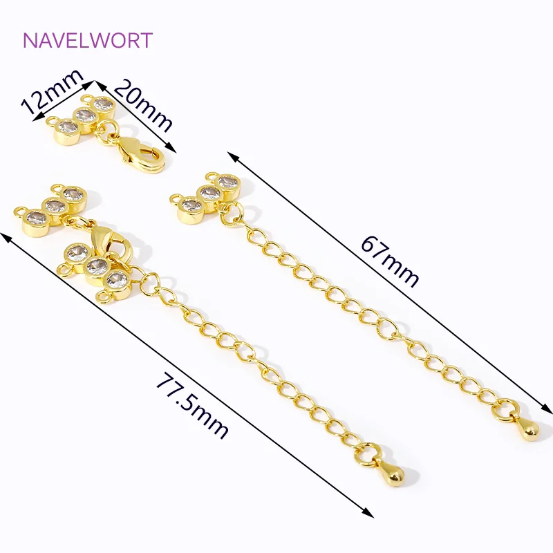 18K Gold Plated 2 Row Clasps Extension Chain With Lobster Clasps Connector For Bracelet Necklace Making DIY Jewelry Accessories