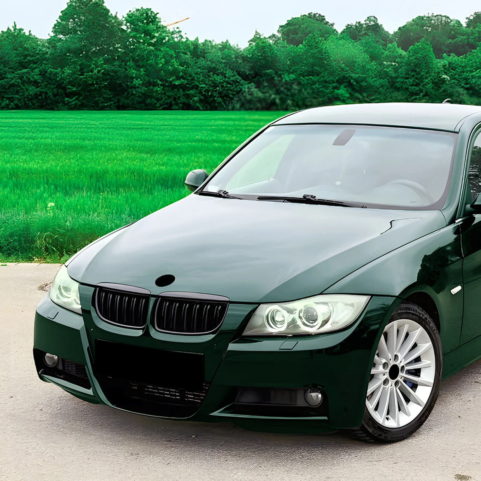 

For BMW 3 Series E90 E91 323i 325i 328i 330i 335i 2005-2008 Front Kidney Grille Racing Grill Black Upper Bumper Hood Mesh Grid