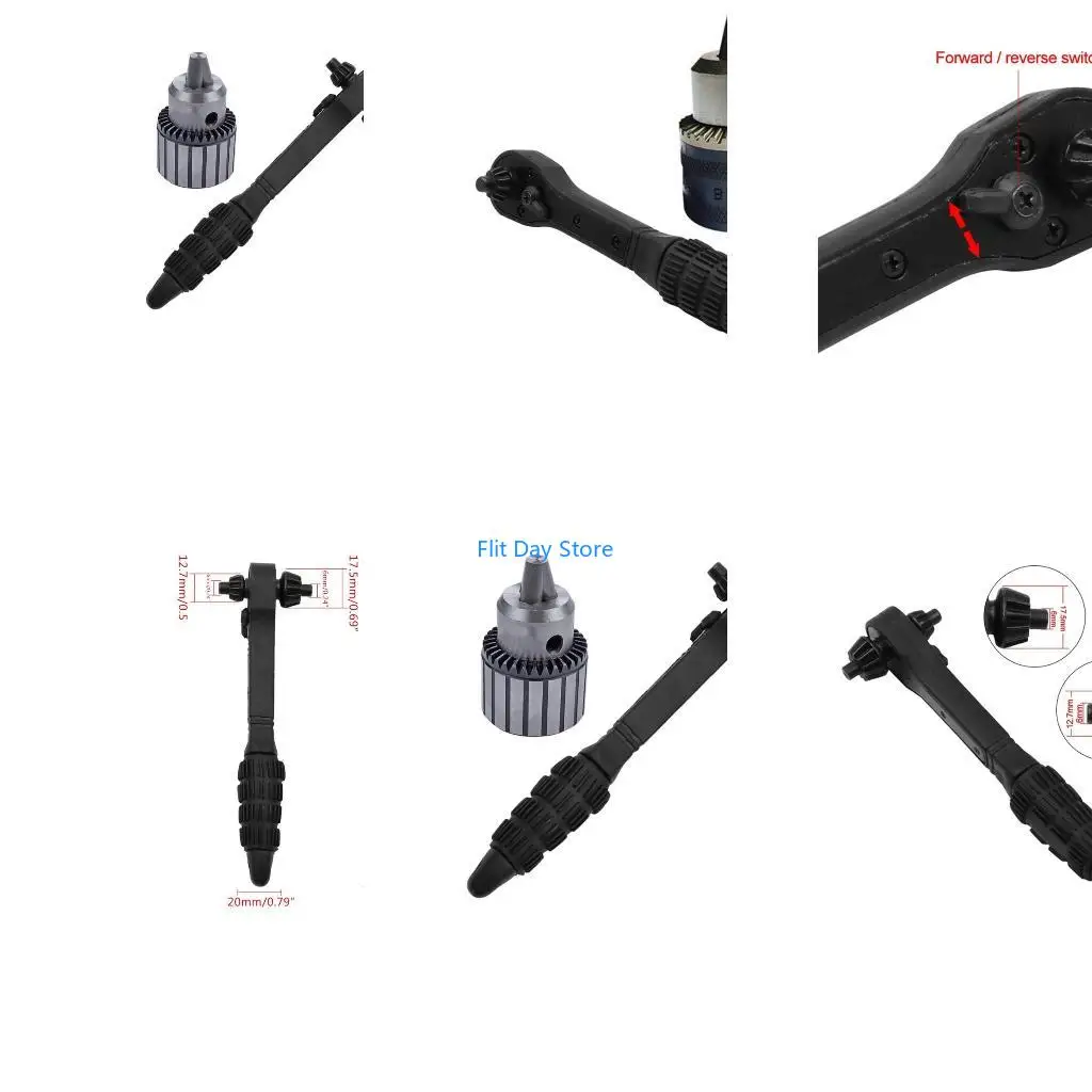 F92C 2 in 1 Universal Hand Drill Ratchet for Key Wrench Drill Chuck Spanner Handle Combo Grip Repair Tool
