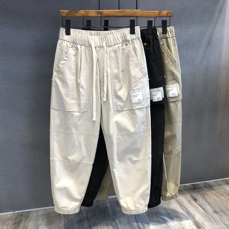 

Повседневные брюки больших размеров для мужчин и женщин, осенне-зимние, свободного кроя, в стиле Harajuku, с эластичным поясом, прямые штанины, рабочая одежда