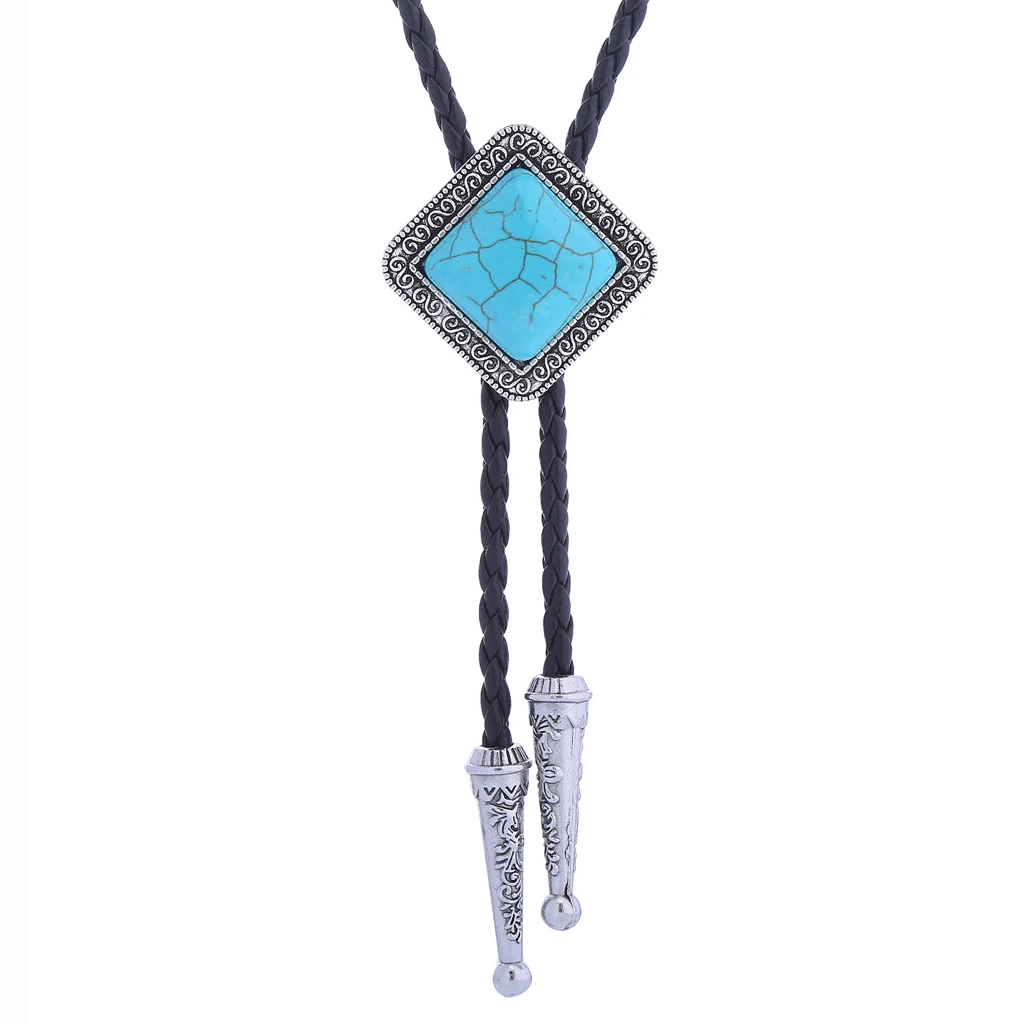 Creative fashion retro square  turquoise Bolo tie