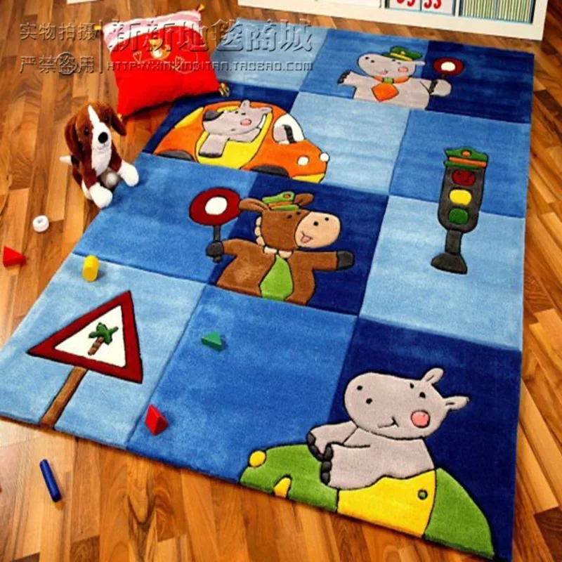 Blue boy girl princess room kindergarten cartoon rug living room bedroom bedside study early education handmade rug