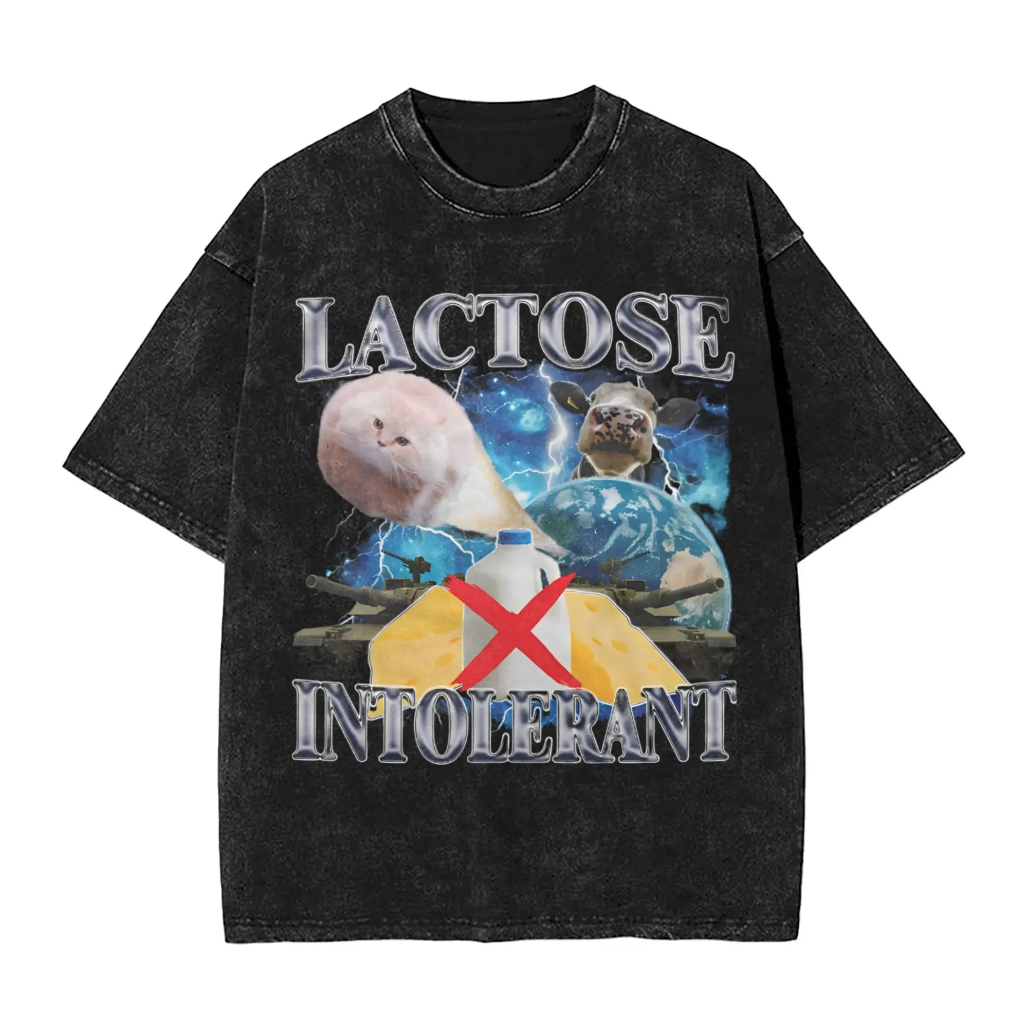 

Забавные футболки с надписью «Lactose Intolerant», мужские футболки из чистого хлопка с юмором, футболки с круглым вырезом, топы с короткими рукавами, идея подарка