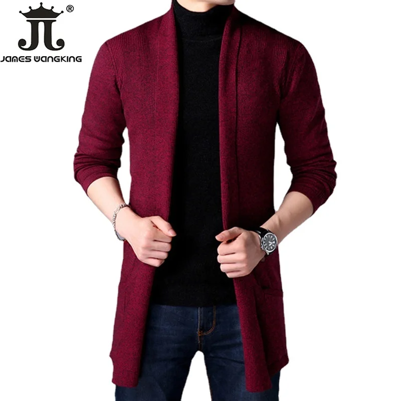 Outono 100% pele de coelho jaqueta de malha camisola homens moda magro longo cor sólida moda masculina camisola casual casacos cardigan