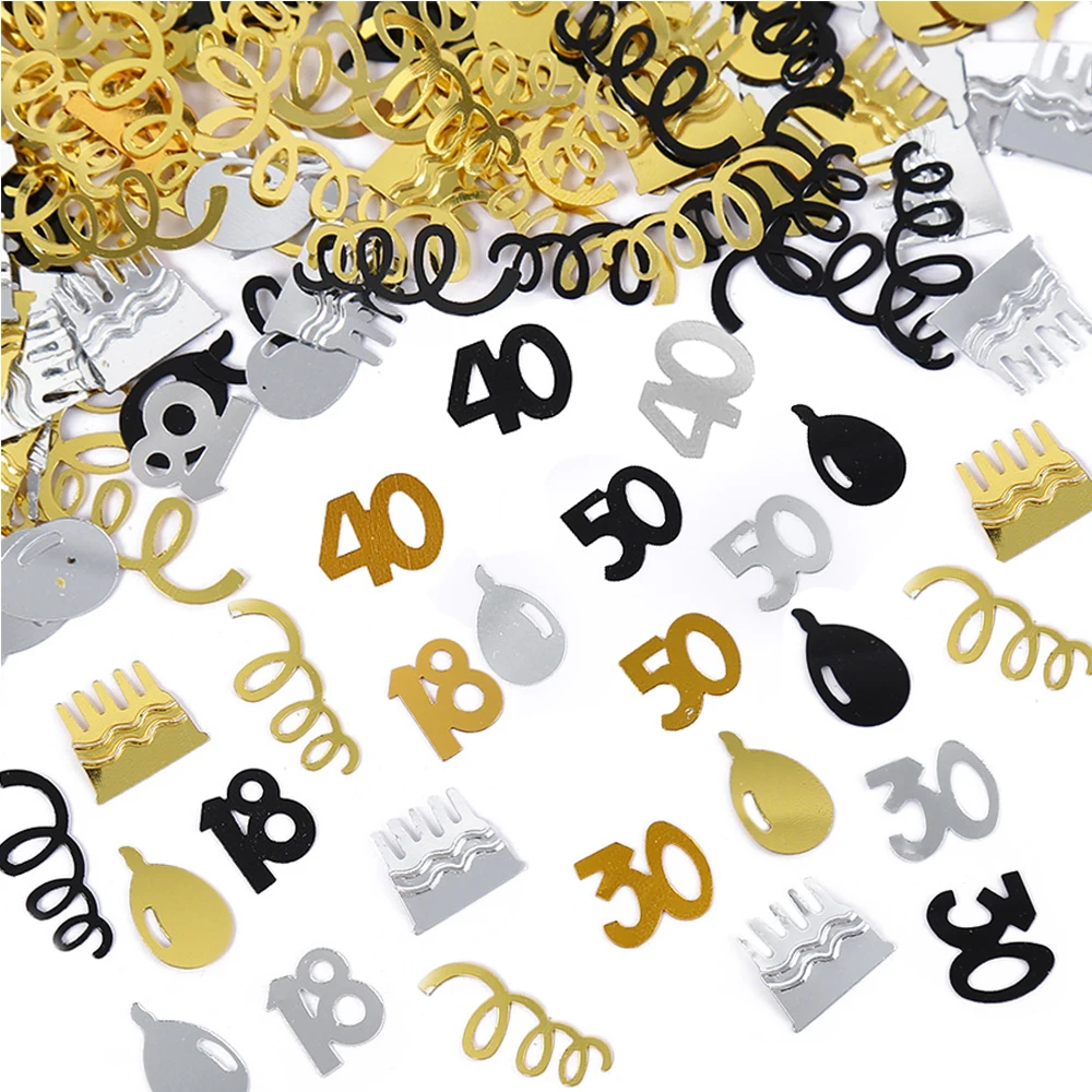 15 g/Beutel Zahlen-Konfetti-Dekorationen, 18/30/40/50/60, alles Gute zum Geburtstag, Party, Jahrestag, Tischplatte, Streuungsatmosphäre, Zubehör – Detail 1