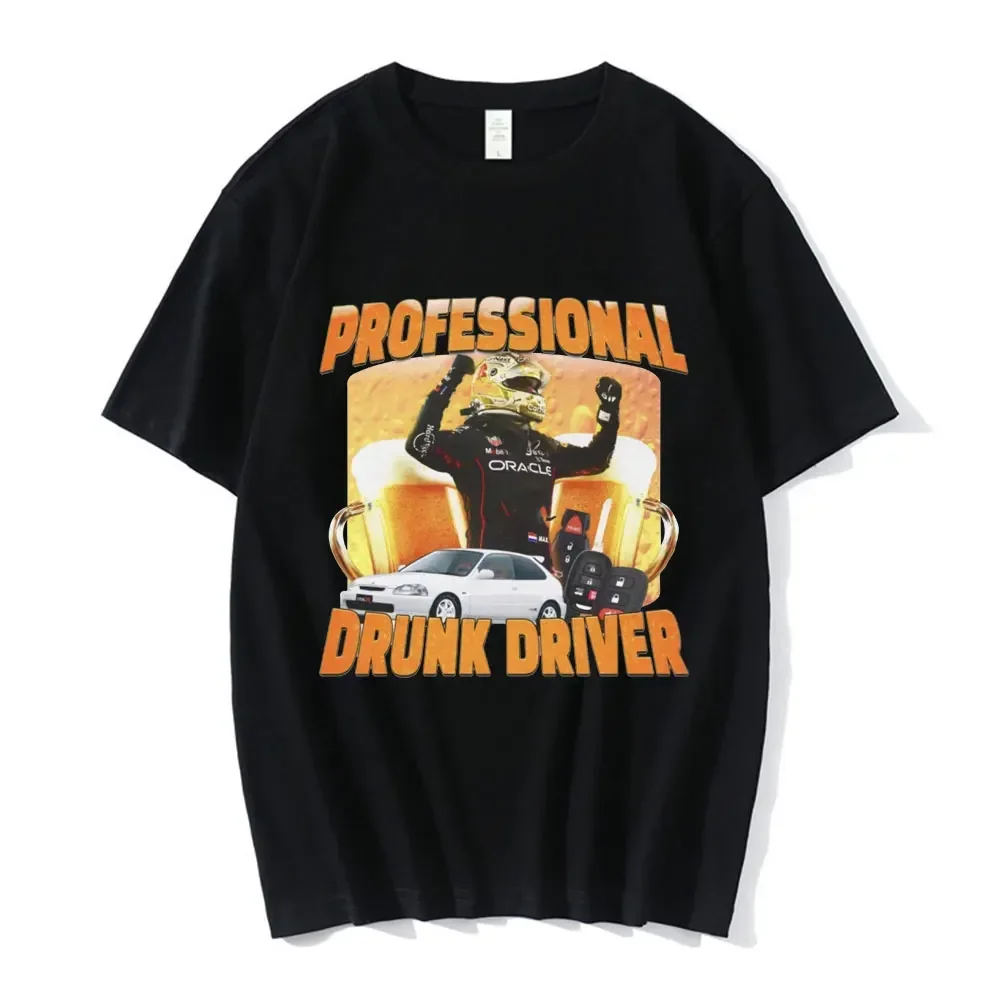 

Summer men's drunk driver fun pattern T-shirt, 100% pure cotton fashionable retro short-sleeved casual and trendy clothing