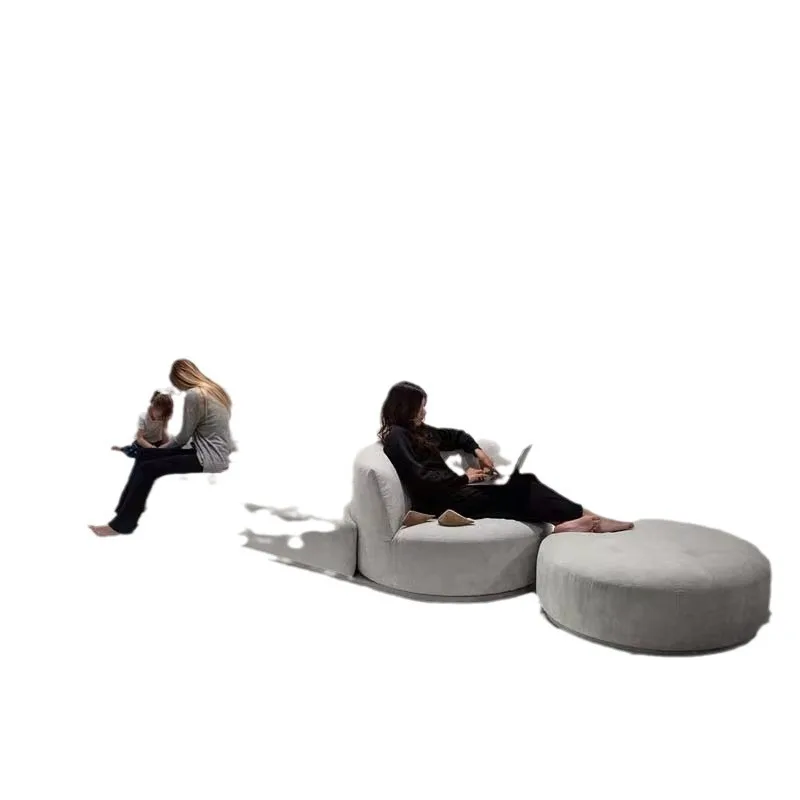 Italian minimalist creative rotating module large flat-floor paradise fabric sofa, villa living room multi-functional straight