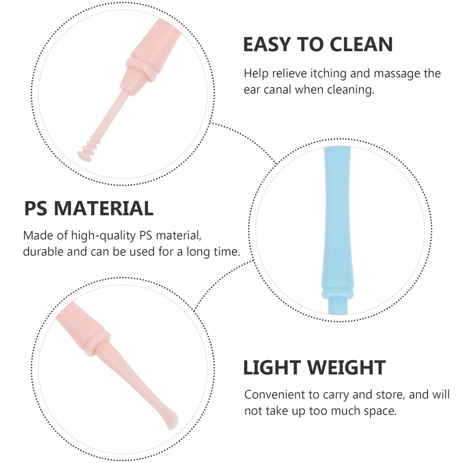 

4Pcs Ear Wax Cleaning Tools Dual Head Massage and Spiral Spoons Comfortable Grip Small Portable Durable Earwax Removal Kit