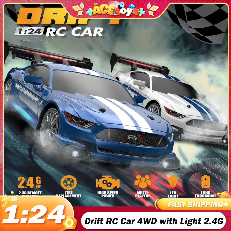 Drift RC Car 4WD 1:24 2.4G High Speed with Light Remote Control Car Toy GTR Model AE86 Vehicle RC Racing Car Toy for Kids Gift