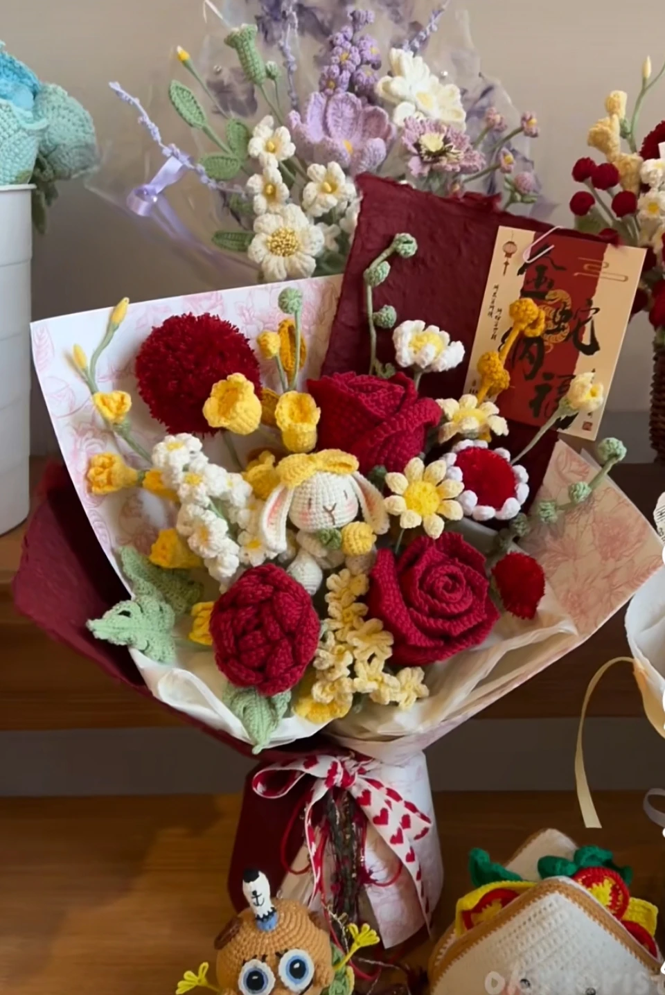 

Wedding gift for newlyweds, hand-woven bouquet, engagement holiday rose bouquet