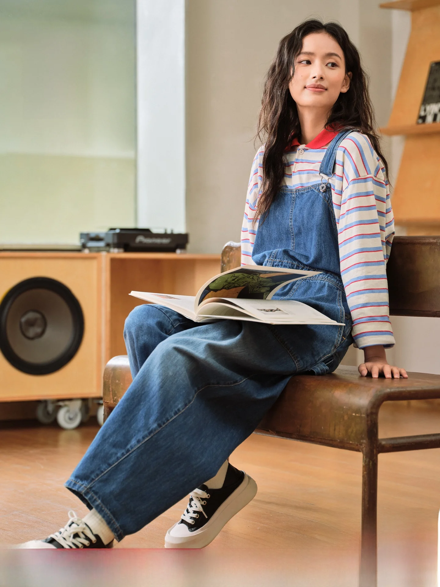 하이웨이스트 와이드 레그 오버롤 여성 데님 유틸리티 팬츠 캐주얼 편안한 패셔너블 가을 컬렉션 신상