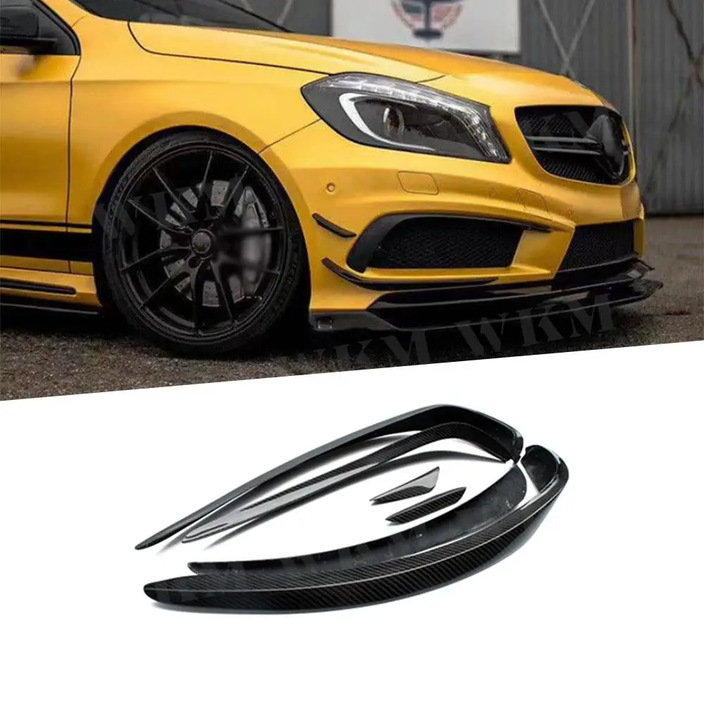 

Carbon Fiber Front Bumper Air Vent Fin Trims Canards For Benz A Class W176 A180 A200 A260 A45 Sport 2013-2015 Car Styling FRP