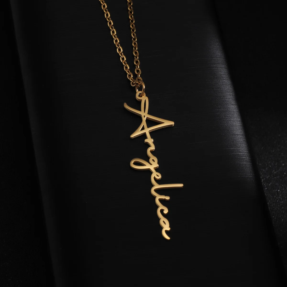 Atoztide Gepersonaliseerde Aangepaste Naam Kettingen Een Gat Naamplaatje Hanger Voor Vrouwen Rvs Link Ketting Sieraden Cadeau