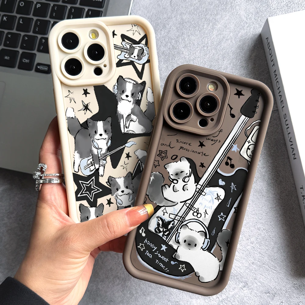 Black Guitar Music Cat Phone Case for Oppo Reno 12 11 10 8 7 6 5 4 3 2 Reno12 Reno11 Reno10 Reno8 T Z F Pro Plus 4G 5G Cover