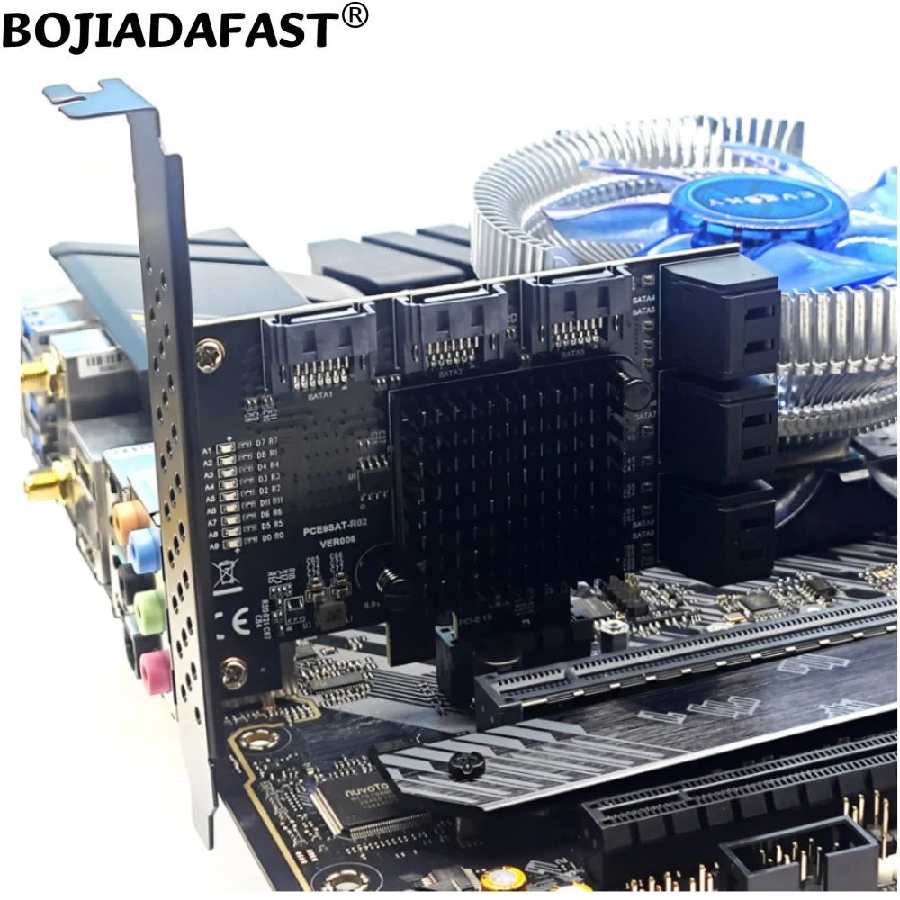 9개의 SATA 3.0 7핀 커넥터를 PCI Express 1X PCI-E X1 컨트롤러 확장 어댑터 카드 6Gbps 하드 디스크 드라이브에 연결