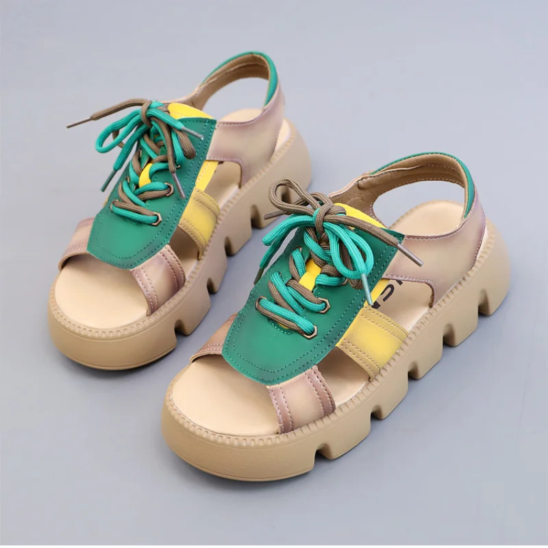 女性用プラットフォームサンダル 高級デザイナー ウェッジシューズ 女性用サマーファッション 厚底サンダル 女性用サンダル Sandalias Femininas