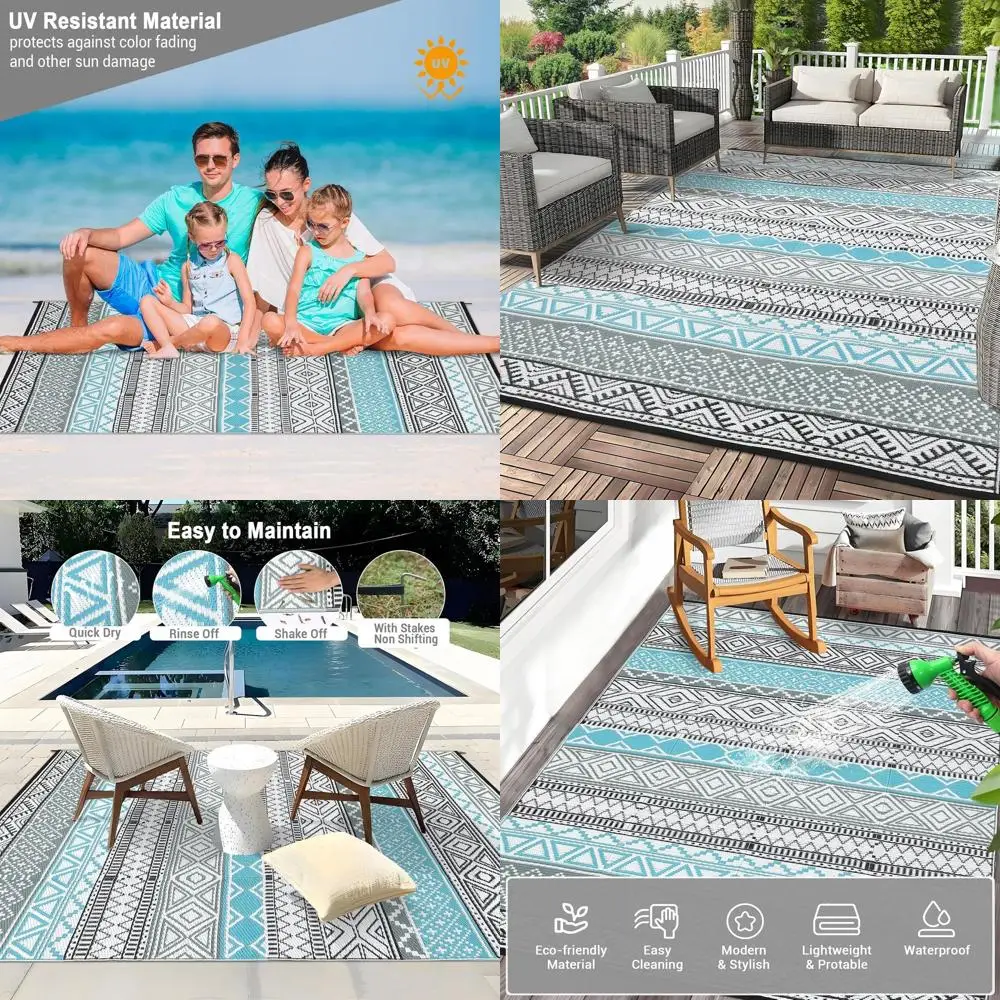 

Уличный коврик 9'x12', водонепроницаемый, для декора патио, двусторонний, из пластика, для кемпинга, для улицы или террасы, P