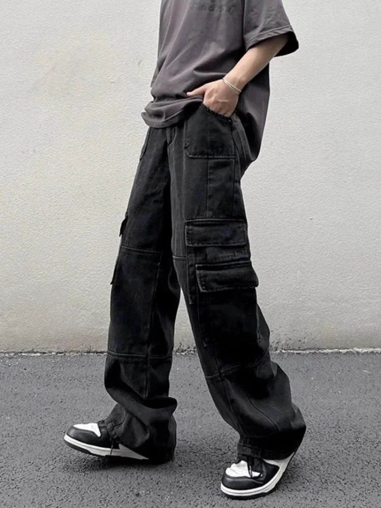 

Workwear Multi Pocket Casual Pant Men Used Wash Retro Japanese Fashion Pants China-Chic 2025 New Spring Autumn Loose Jeans