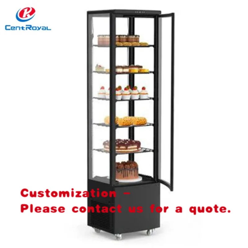 custom.Commercial Refrigerated Metal Black Glass Door Cake Display Cabinet with Easy Assembly Bakery Shops