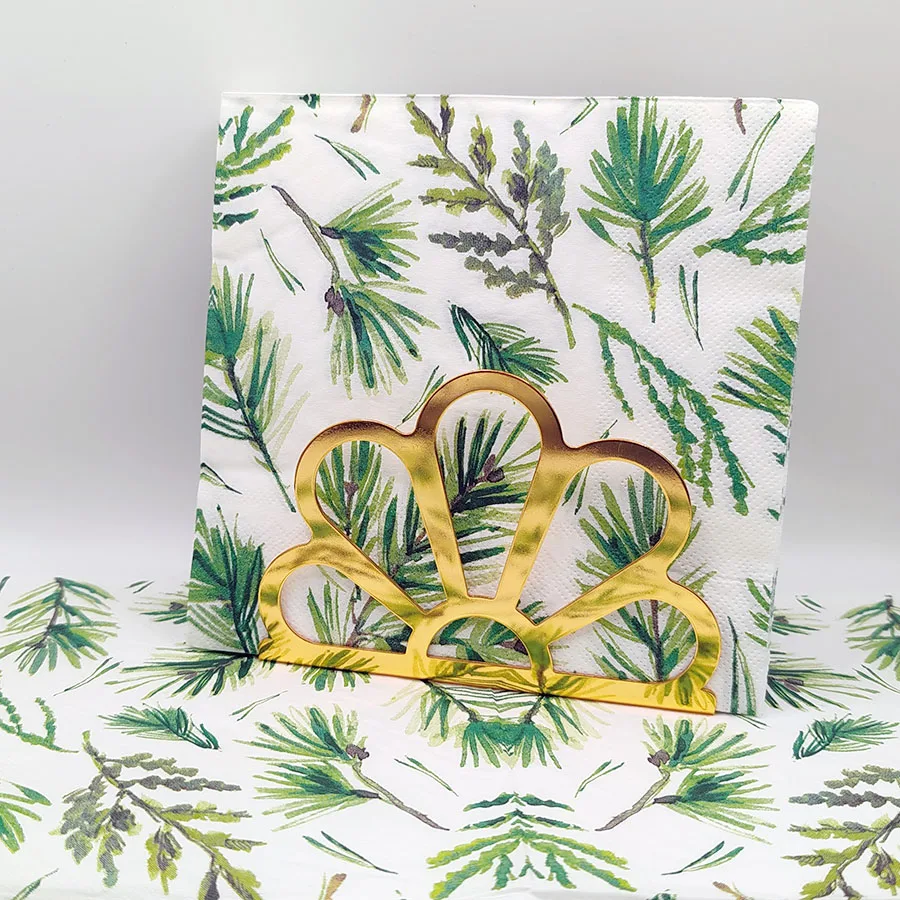 Tovaglioli geometrici con aghi di pino 33x33 cm a 2 strati - Decorazione naturale per bicchiere da vino, composizioni floreali e artigianato fai-da-te, 10/20 pezzi