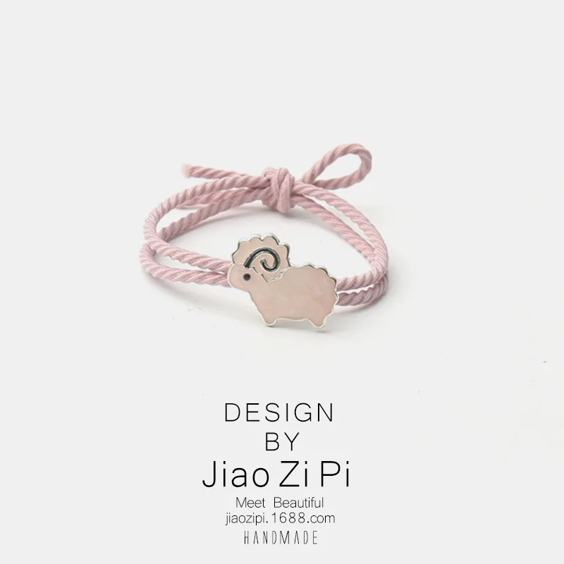 Korean Version Instagram Cute Sheep Pink White Internet Red Fresh Rubber Band Minimalist Headband Hair Accessory Headband