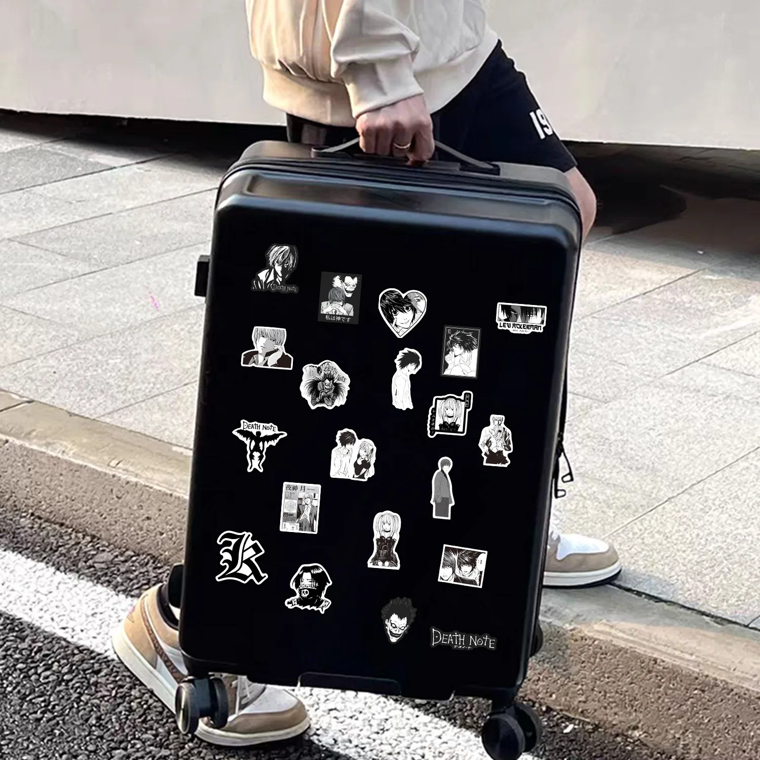 65 pçs anime death note adesivos preto branco decalques scrapbook bagagem portátil bicicleta mala carro graffiti adesivo decoração brinquedo
