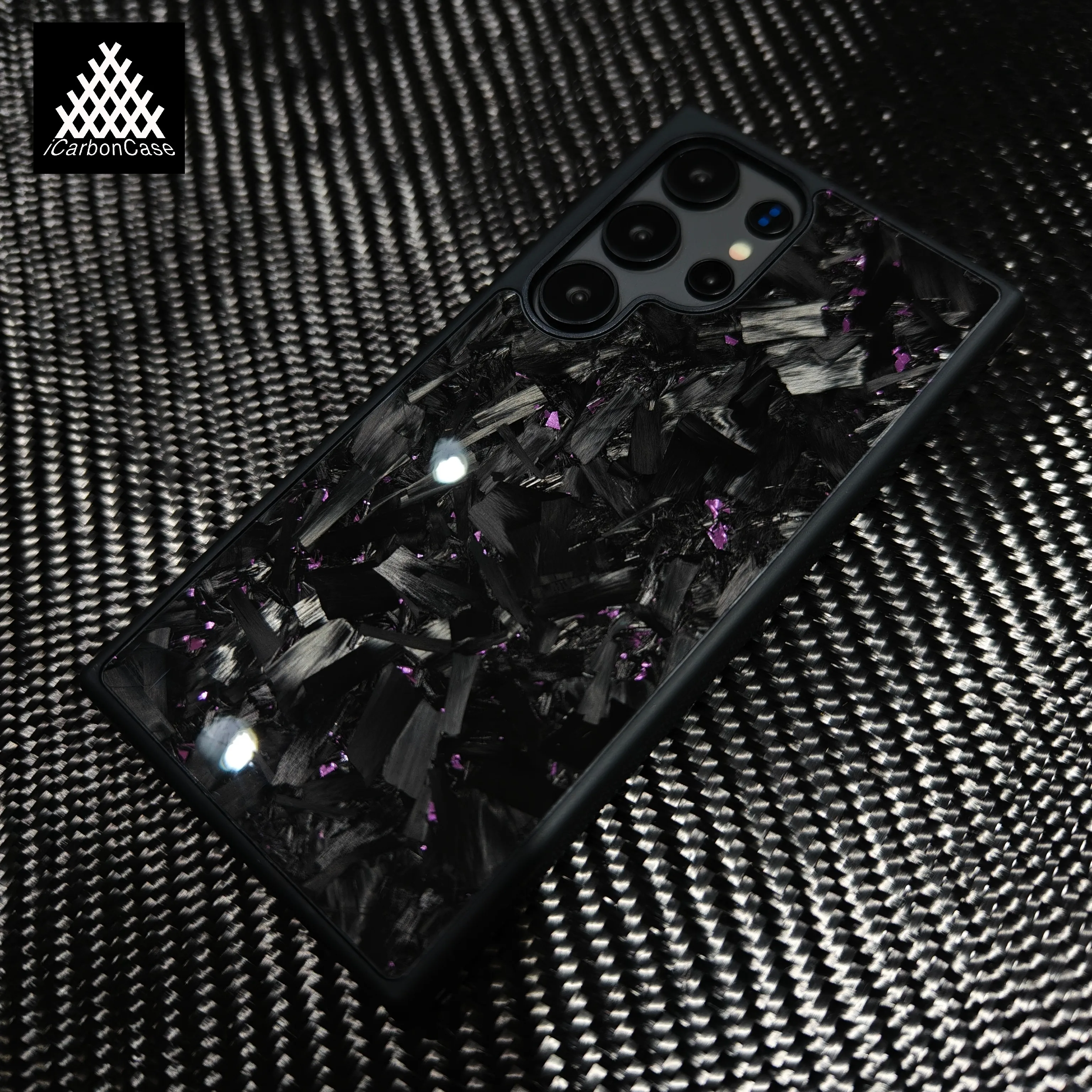 

Glossy Purple Wireless Charging Forged Carbon Fiber Phone Case for Samsung Galaxy S21 S22 S23 S24 S25 Ultra Car Phone Holder