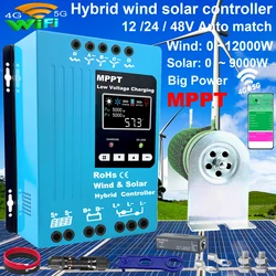 12V 24V 48V WIFI MPPT Kontroler ładowania 100A 5000W 6000W 8000W Panel słoneczny Regulator generatora wiatrowego do systemu gospodarstwa domowego Lifepo4