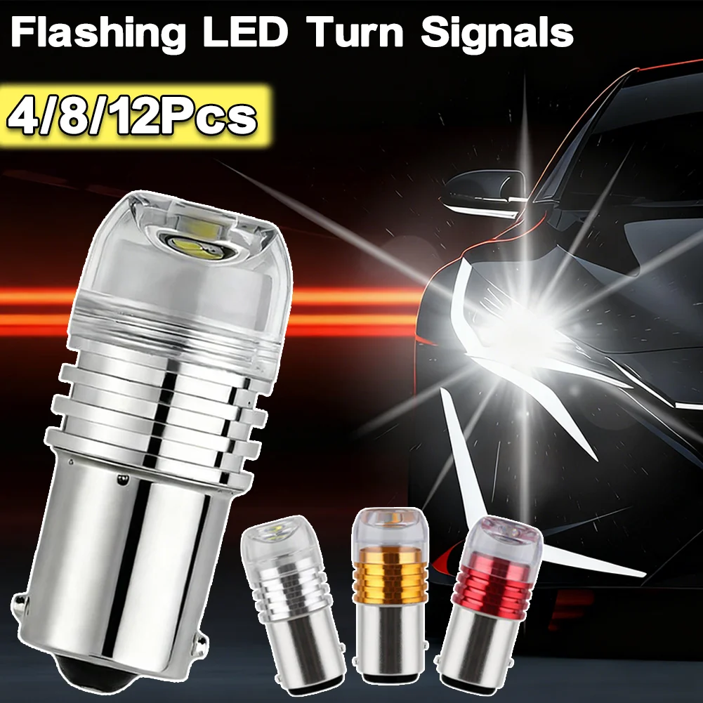 

4/8/12Pcs High Brightness LED Strobe Flashing Lights Motorcycle Car Tail Brake Lamp Signal Lights Waterproof 12V Fog Bulbs