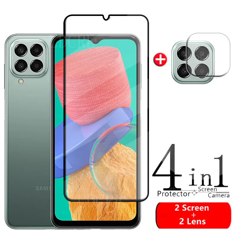 4-in-1 For Samsung M33 Glass For Samsung M33 Glass HD 9H Full Glue Cover Screen Protector For Samsung Galaxy M 33 M33 Lens Glass