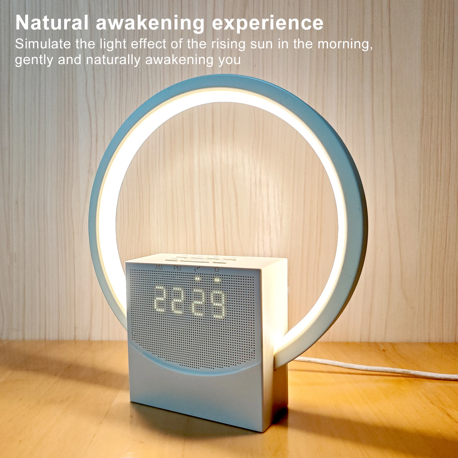 

Sunrise Alarm Clock Wake-up Night Light With White Noise Timing 3 Level Dimmable Touch Table Lamp For Bedroom Decor Beside Lamp