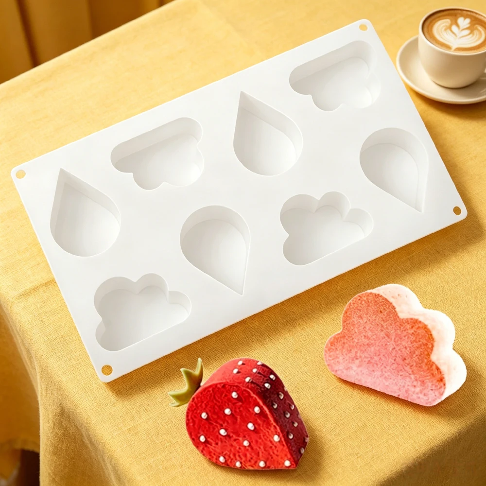 Cloud Water Drop 2‑in‑1 Mousse Cake Mold Chocolate Pudding Dessert Cookie Baking Mold DIY Creative Handmade Soap Candle Mold