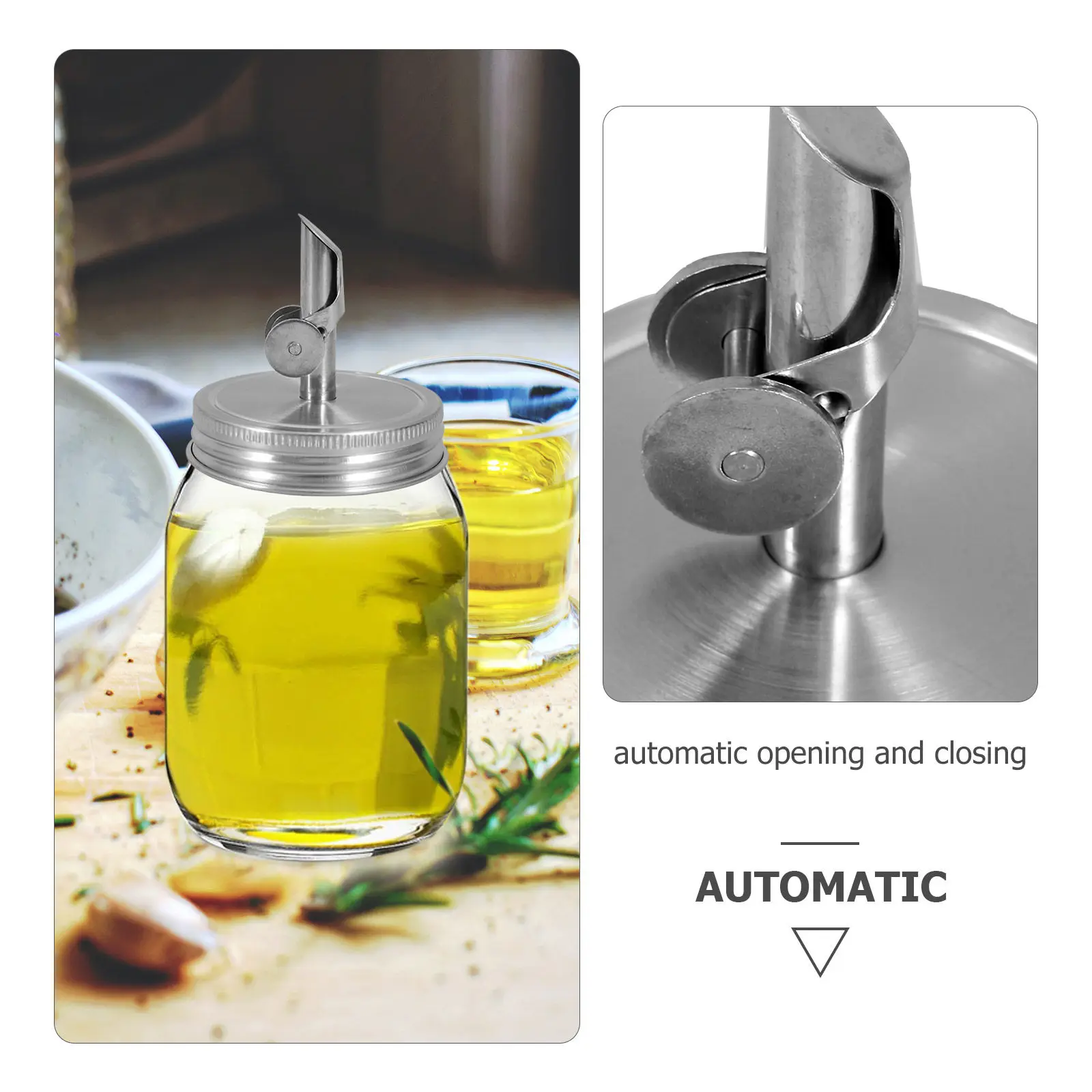 

Крышка для бутылки из нержавеющей стали 304, 86 мм, с автоматическим открыванием/закрыванием и носиком для розлива, для кухонных банок, дозаторов жира, крышка-дозатор с носиком