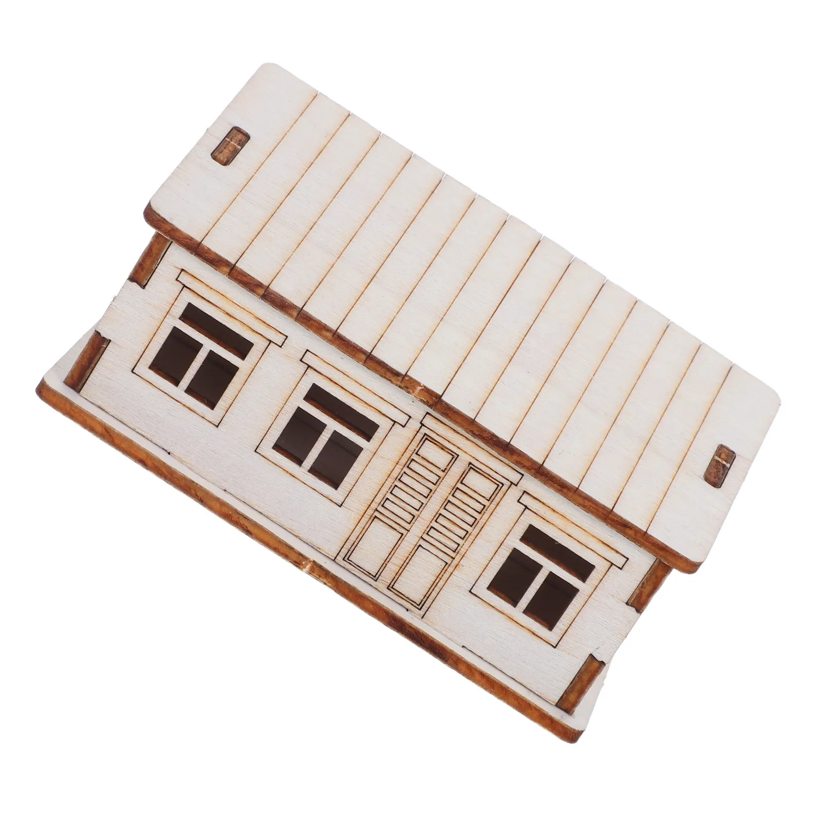 บ้านไม้จำลอง ชุดบ้านไม้ซุง DIY สำหรับระบายสี งานฝีมือไม้ยังไม่เสร็จสมบูรณ์ ของตกแต่งบ้านคริสต์มาส ชุดบ้านไม้ขนาดเล็ก บ้านจิ๋ว