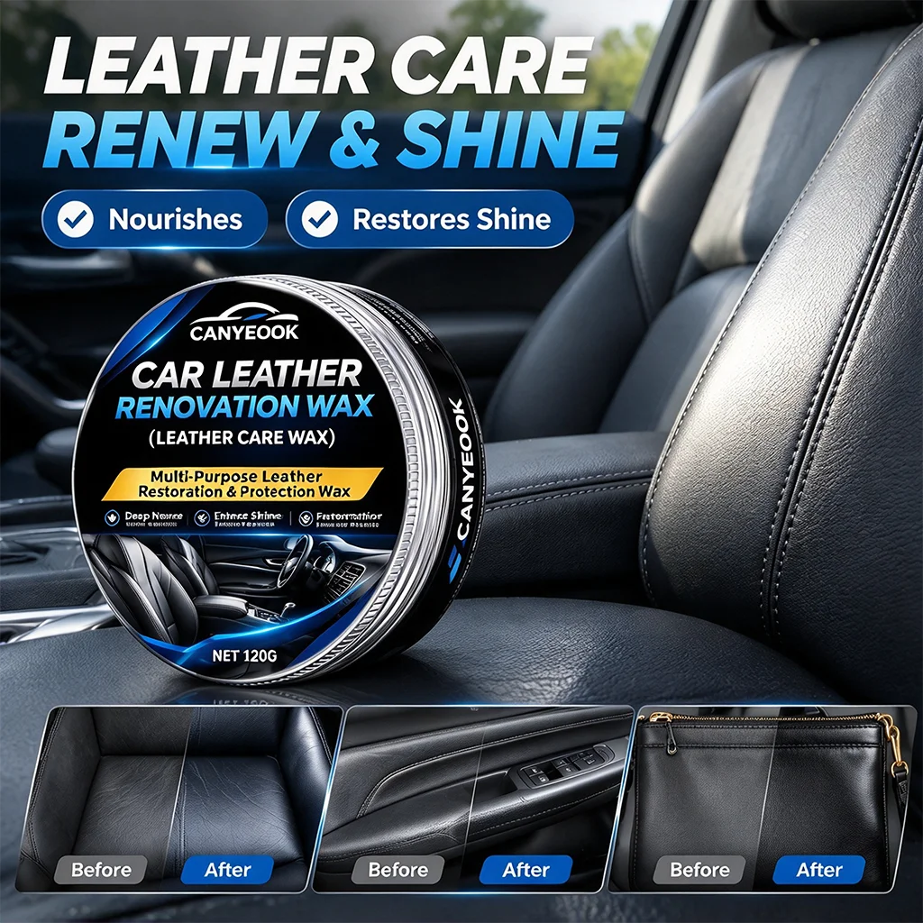 CANYEOOK Leather Wax 120g Car Interior Polish Restore Shine Deep Nourish Anti-Aging for Sofa Bag