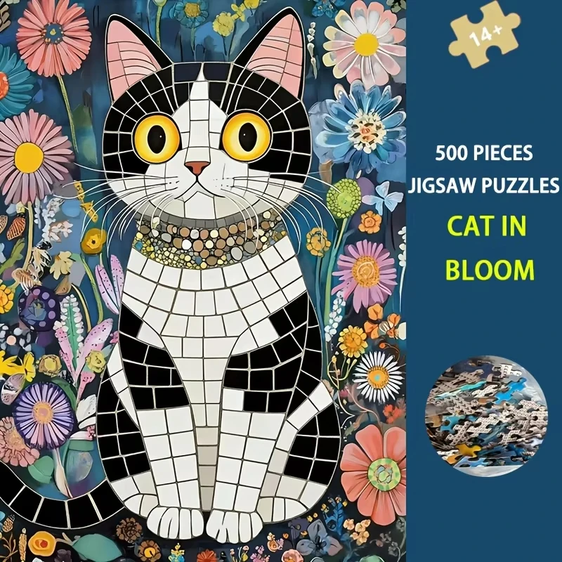 quebra-cabeca-de-500-1000-1200-2000-pecas-quebra-cabeca-educacional-gato-em-flor-para-criancas-brinquedo-infantil-presente-de-natal