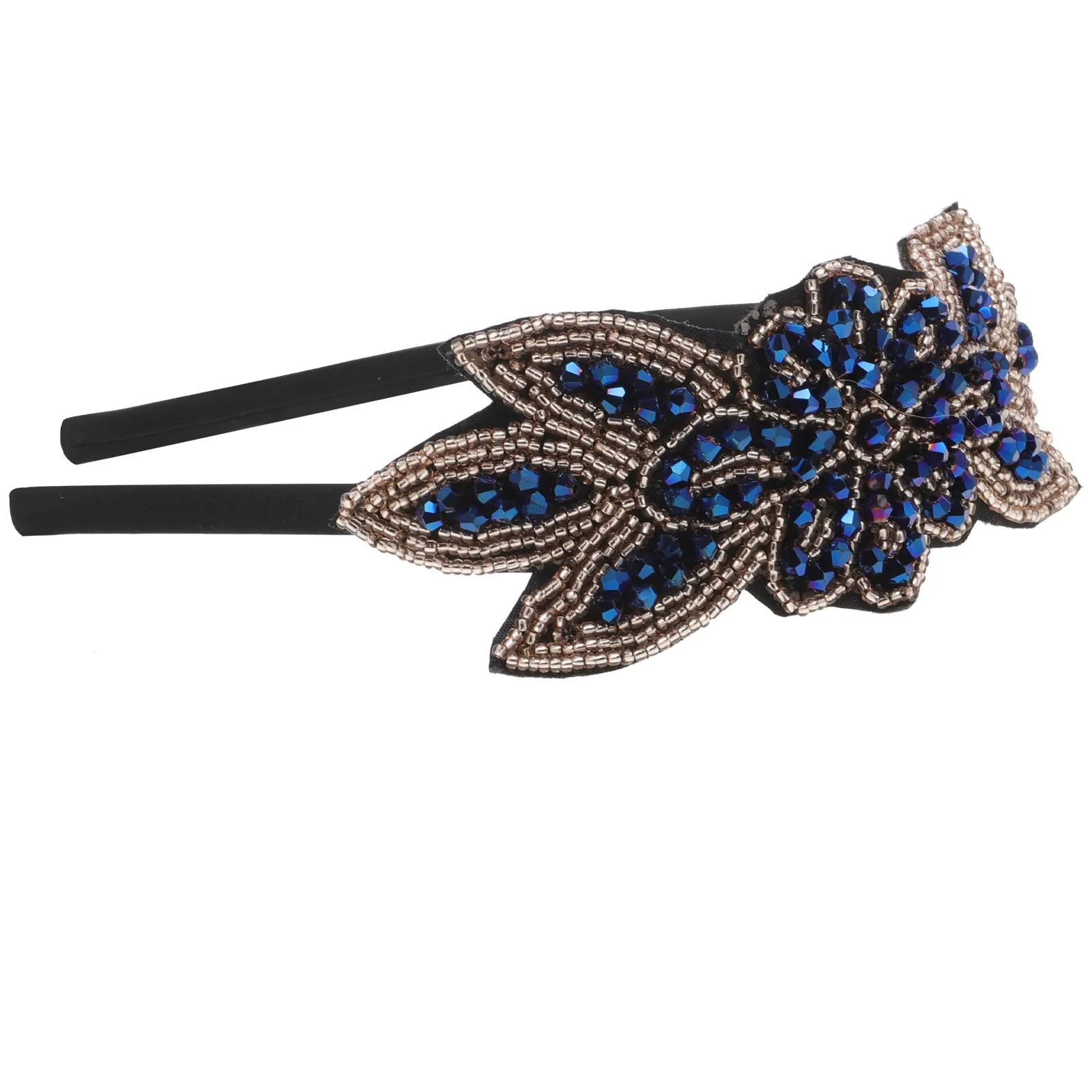 

1920S Hair Hoop Blue Beads Design Lightweight Party Headwear Wedding Performance Photo Prop Decorative Accessory