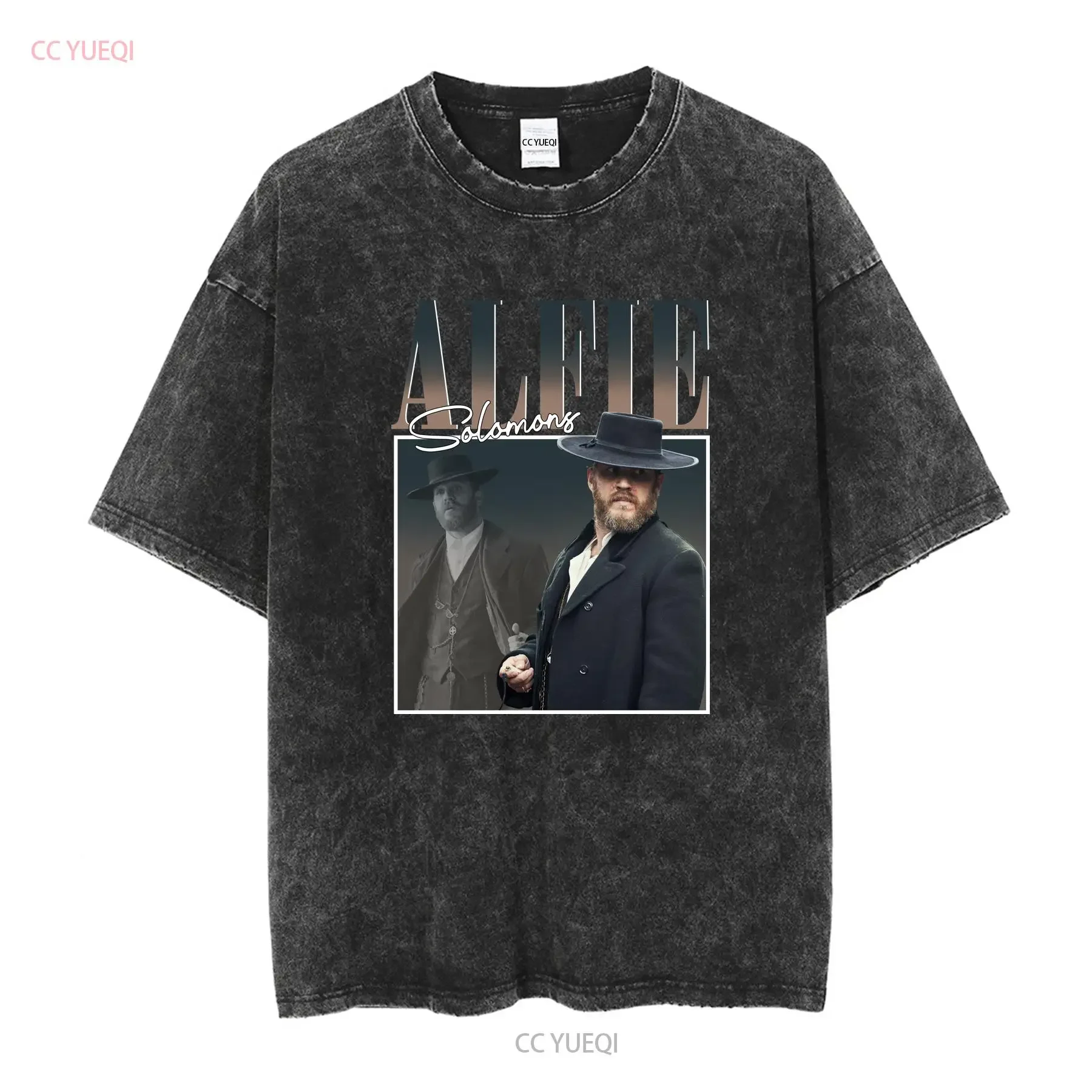 Alfie Solomons shirt vintage retro design t 80s 90s rock style tee 811 vintage Washed fashion streetwear Casual Slightly