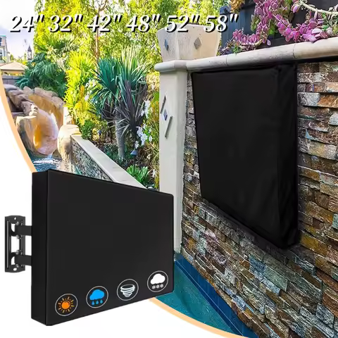 Outdoor TV Screen Dust Cover Black LCD Television Set Water Dust Resistant Protect Bag 24" 32" 42" 48" 52" 58"
