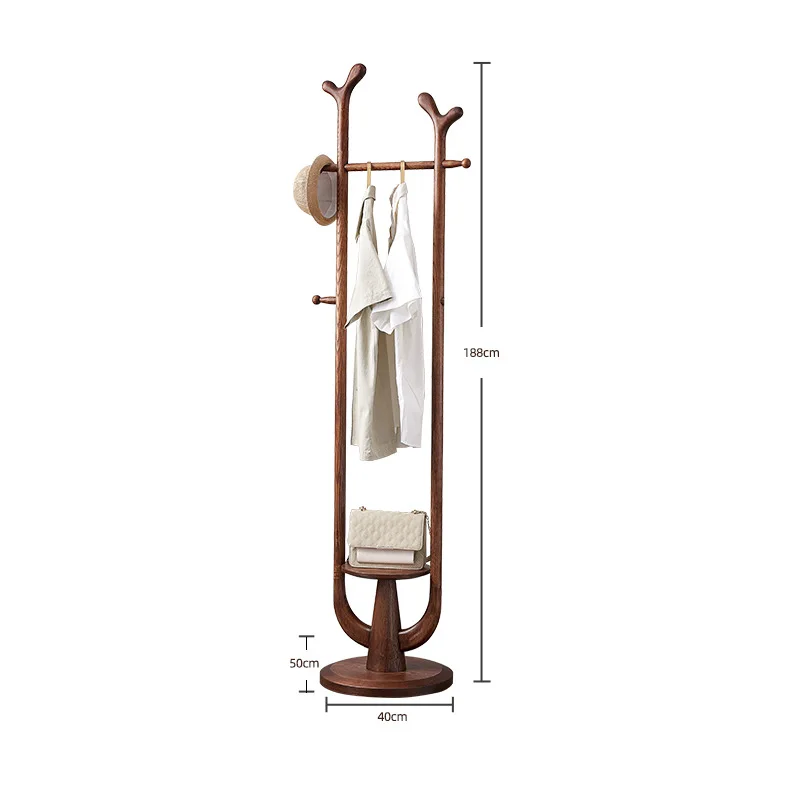 Simple Entrance Hall Office Clothes Rack Solid Wood Hanging Rack Bedroom Multi Functional Floor Standing Coat Rack