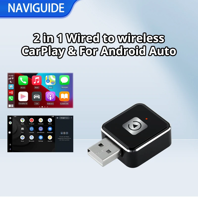 

2in1 Car Intelligent Systems Wireless CarPlay Dongle Wireless Android Auto Adapter AI Smart Box For Car With Wired CarPlay