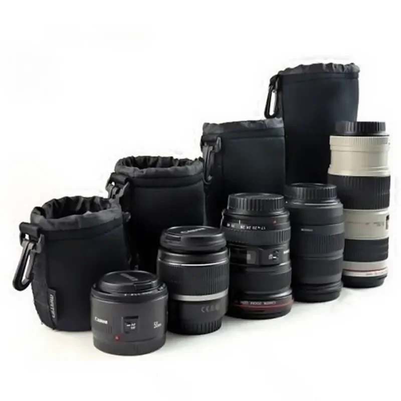 Camera Lens Bag - Neoprene DSLR Lens Soft Pouch Protector Case for Canon Nikon Sony