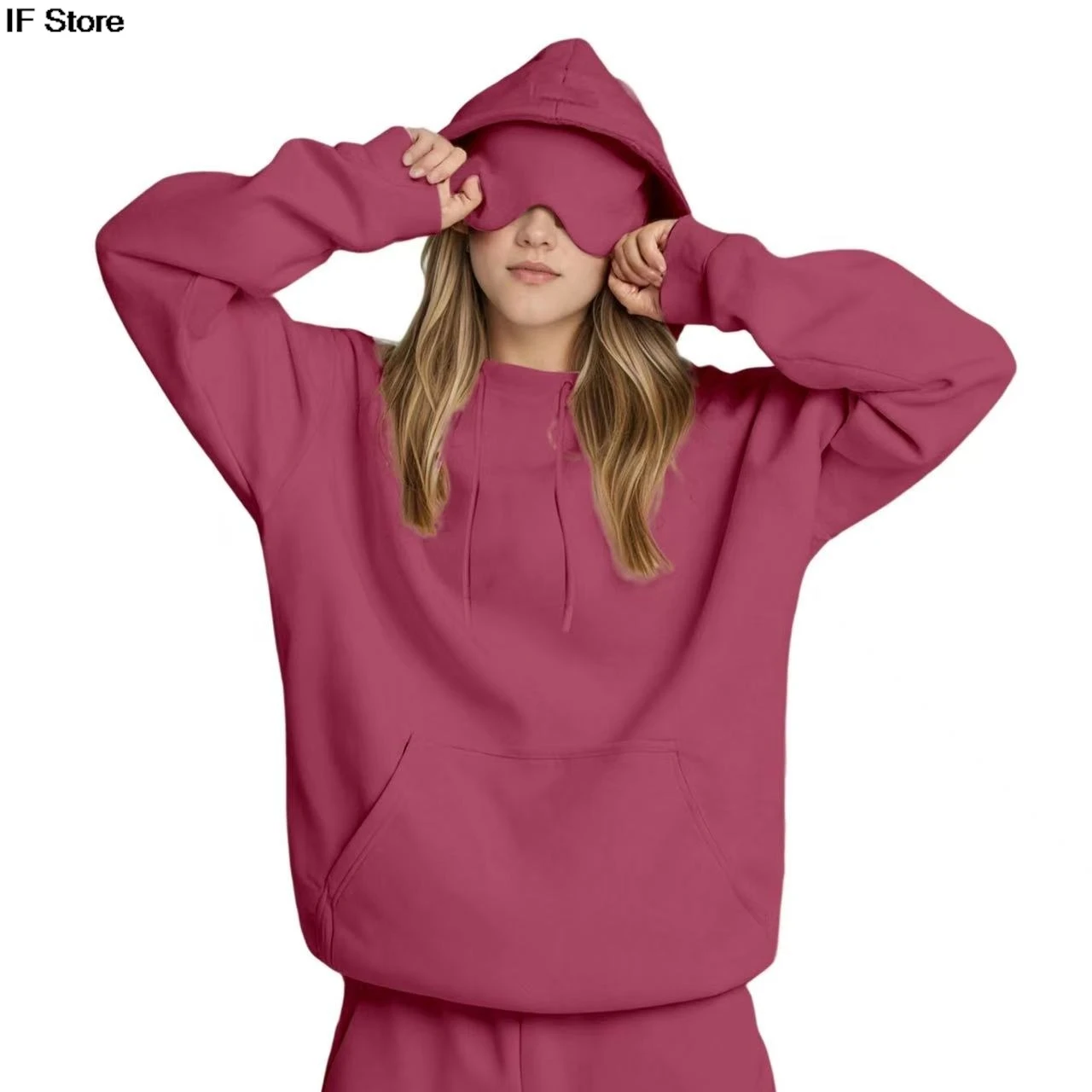 قناع العين هوديي y2k ملابس رجل وامرأة ملابس شتوية فضفاضة ملابس رياضية كاجوال وعصرية هوديي مع قناع عين